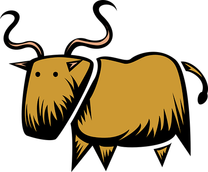 Stylized Brown Yak Illustration PNG image