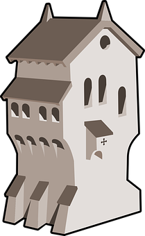 Stylized Cartoon Castle Illustration PNG image