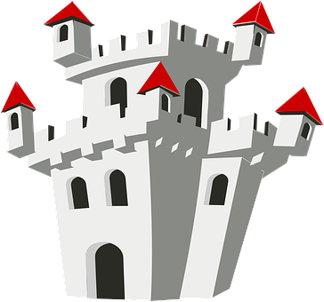 Stylized Cartoon Castle Illustration PNG image