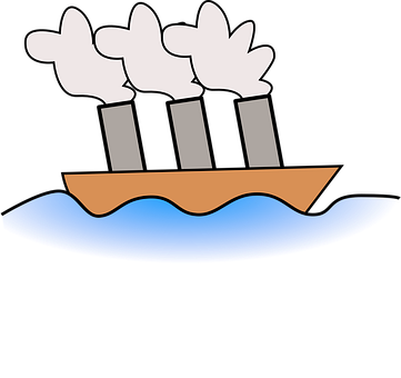 Stylized Cartoon Steamship Vector PNG image