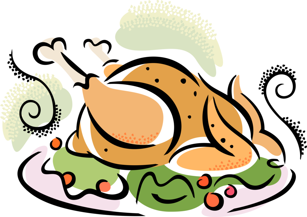 Stylized Cartoon Turkey Dish PNG image