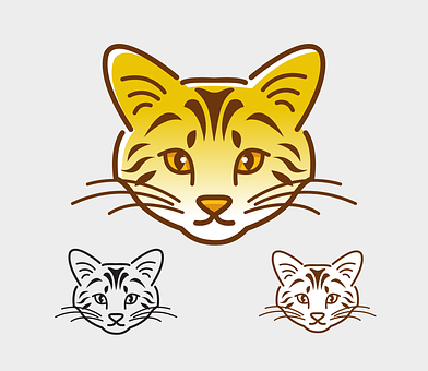 Stylized Cat Face Illustrations PNG image