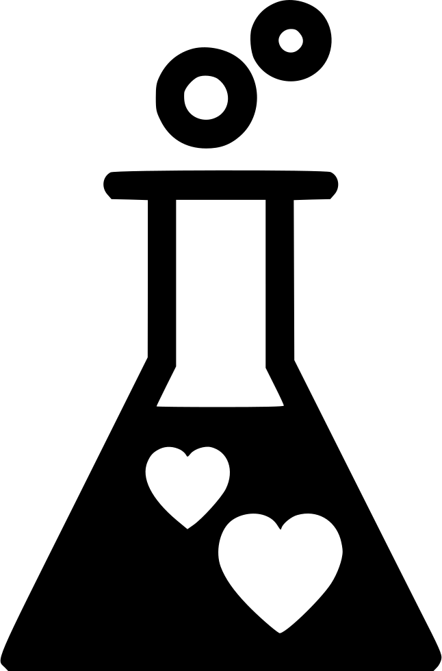 Stylized Chemistry Flask With Heartsand Circles PNG image