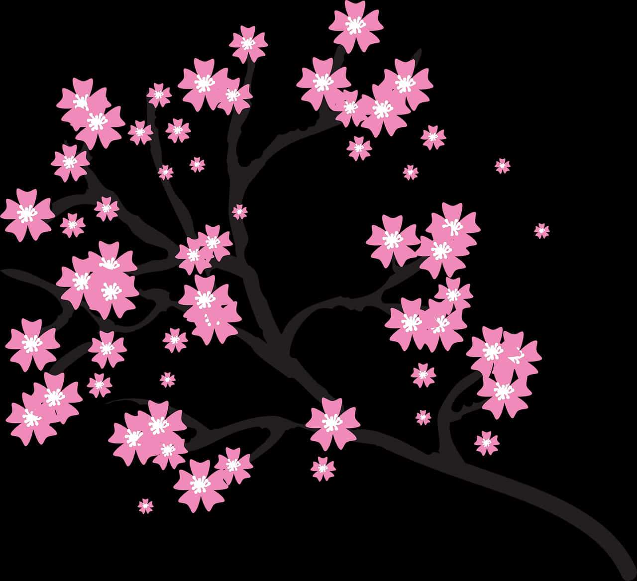 Stylized Cherry Blossom Branch PNG image