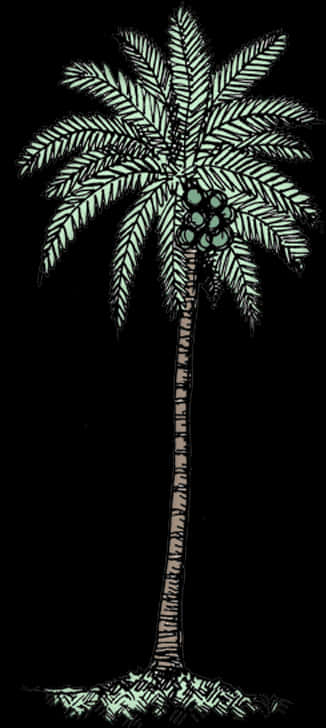 Stylized Coconut Tree Illustration PNG image
