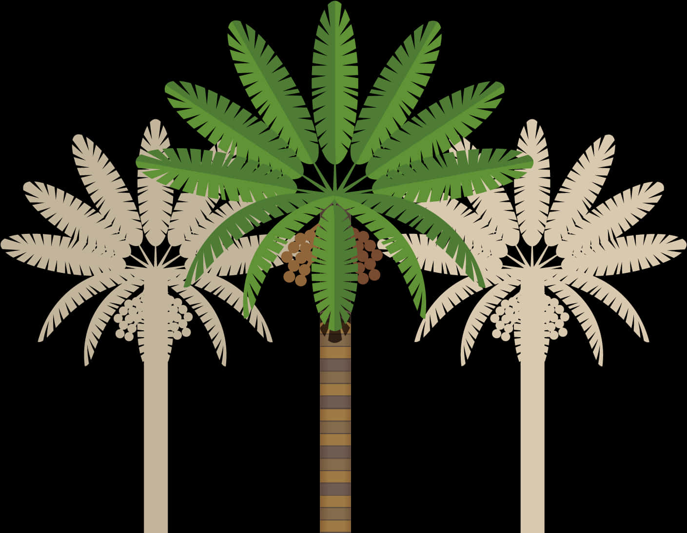Stylized Coconut Trees Illustration PNG image