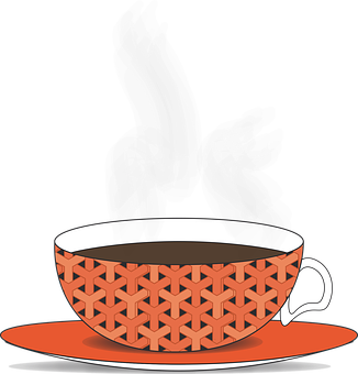 Stylized Coffee Cupon Black Background PNG image