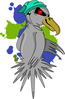 Stylized Cool Bird Illustration PNG image