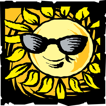 Stylized Cool Sun With Sunglasses PNG image