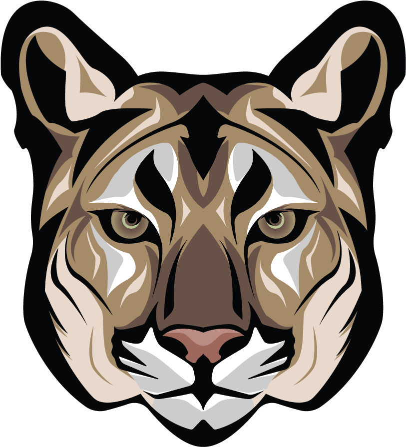 Stylized Cougar Face Illustration PNG image