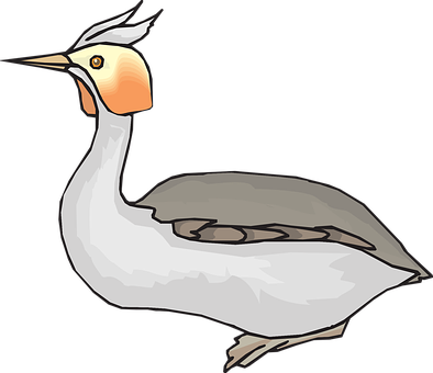 Stylized Crested Bird Illustration PNG image