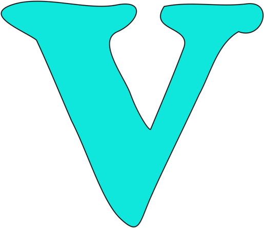 Stylized Cyan Letter V PNG image