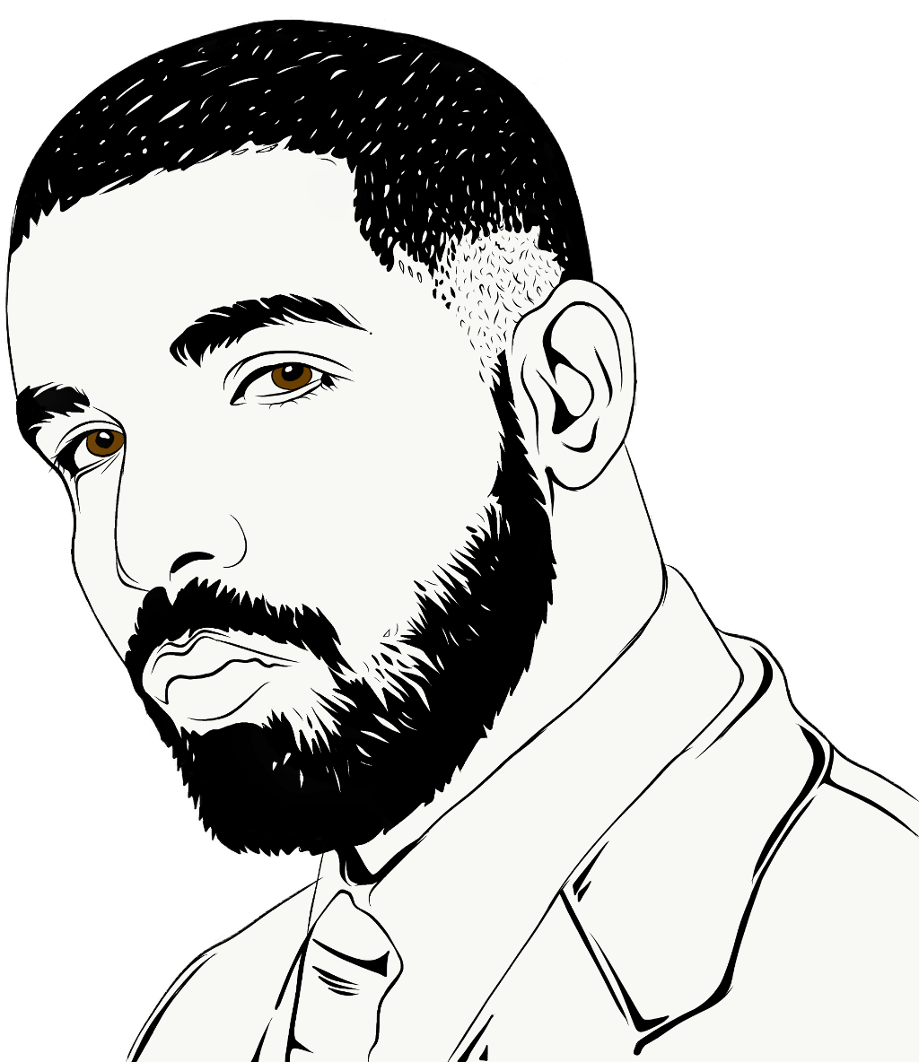 Stylized Drake Portrait PNG image