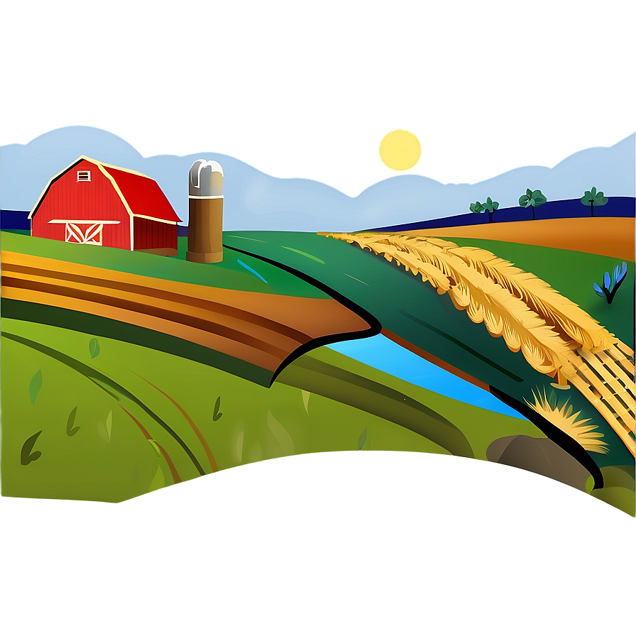 Stylized Farm And Fields Png 91 PNG image