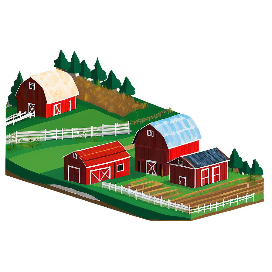 Stylized Farm And Fields Png Frw39 PNG image