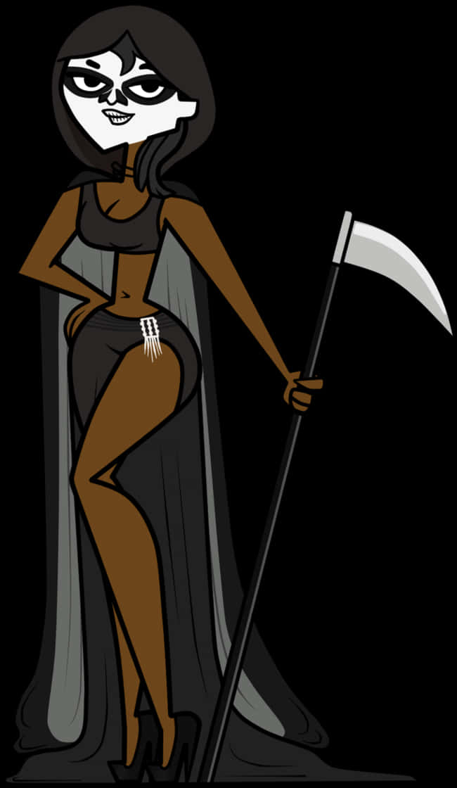 Stylized Female Grim Reaper Cartoon PNG image