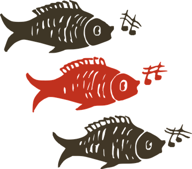 Stylized Fish Trio Illustration PNG image