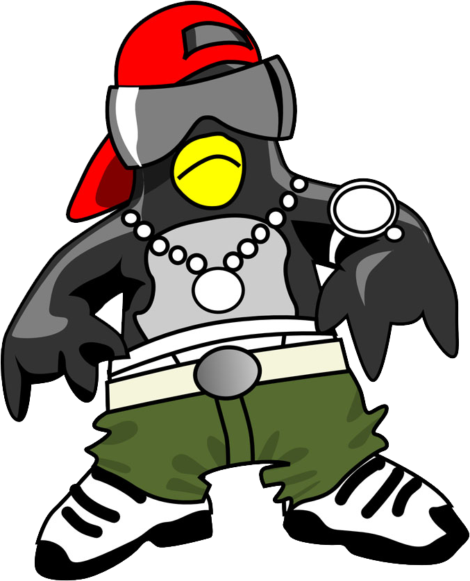 Stylized Gangster Penguin Illustration PNG image