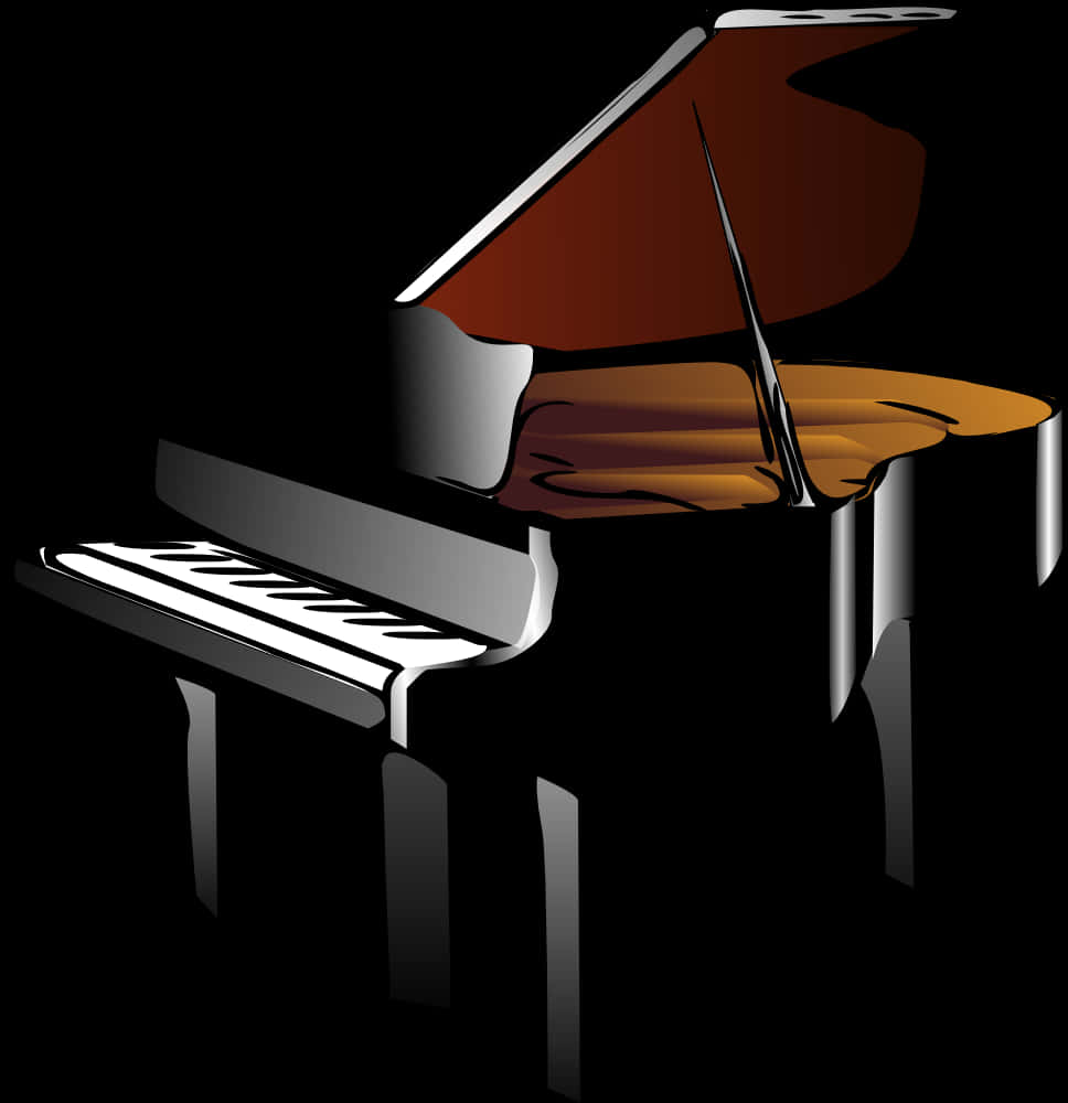 Stylized Grand Piano Illustration PNG image