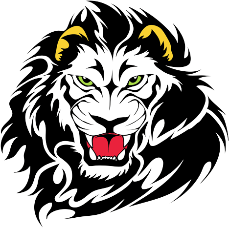 Stylized Lion Head Tattoo Design PNG image