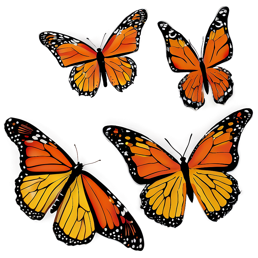 Stylized Monarch Butterflies Png Xop PNG image