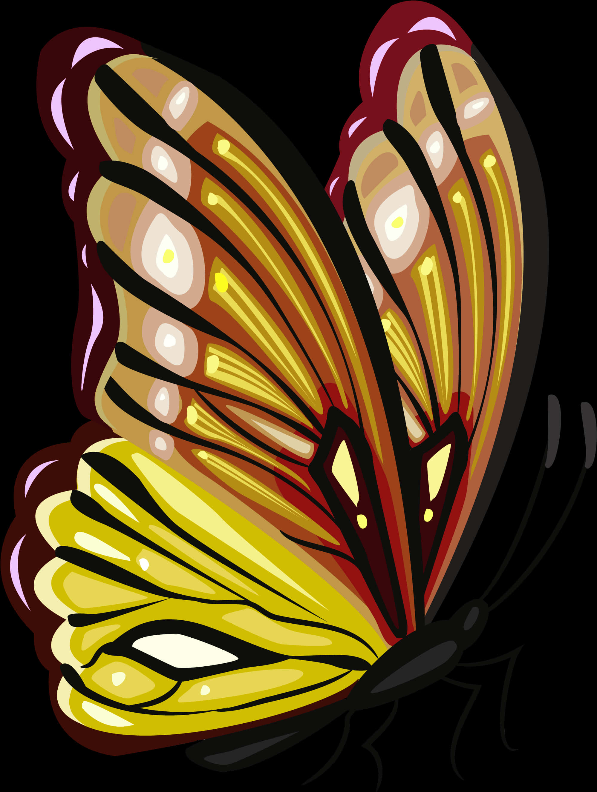 Stylized Monarch Butterfly Wing Art PNG image
