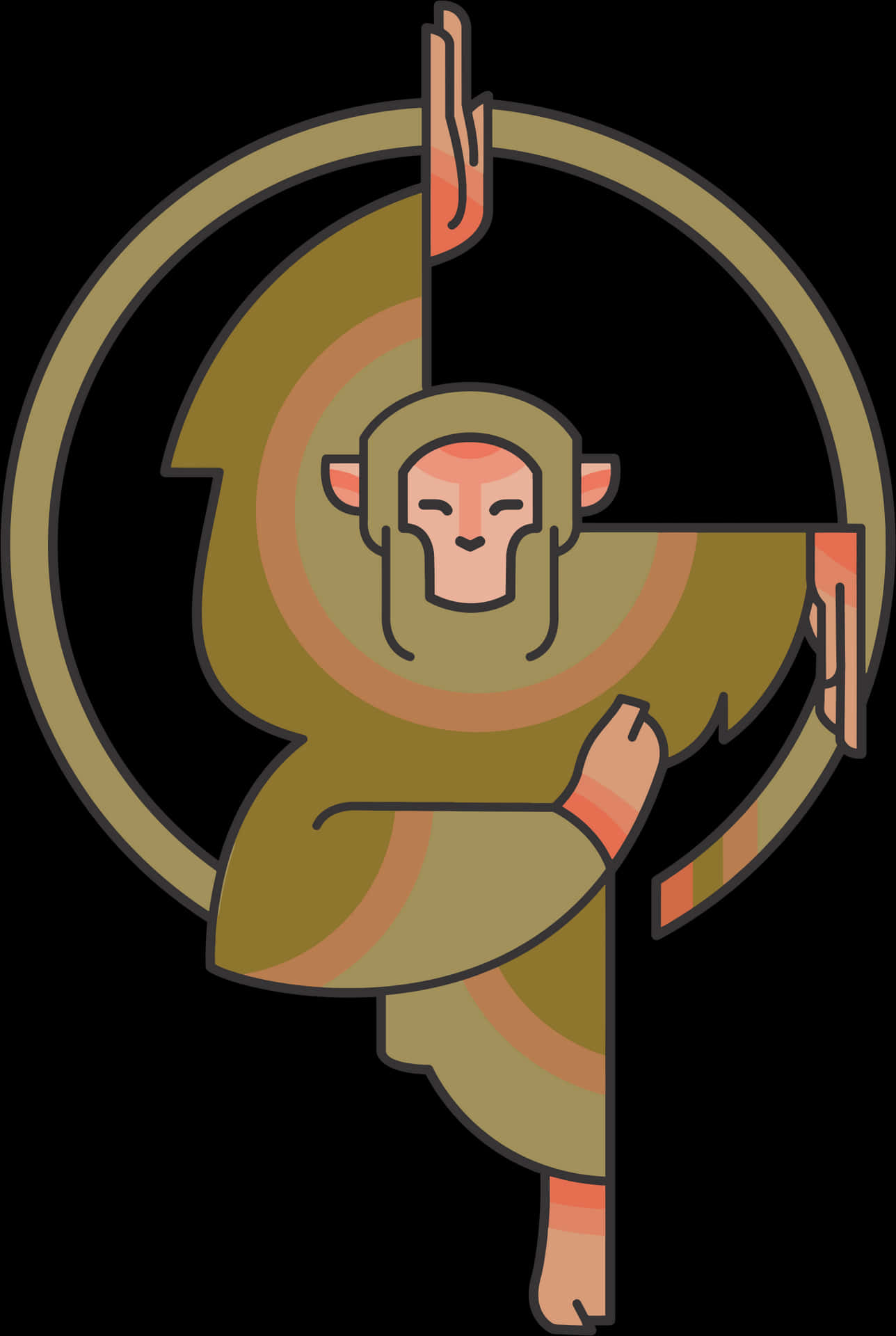 Stylized Monkey Hanging Vector PNG image