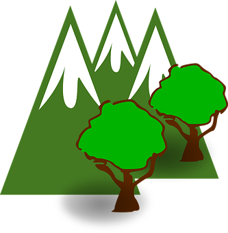 Stylized Mountainand Trees Graphic PNG image