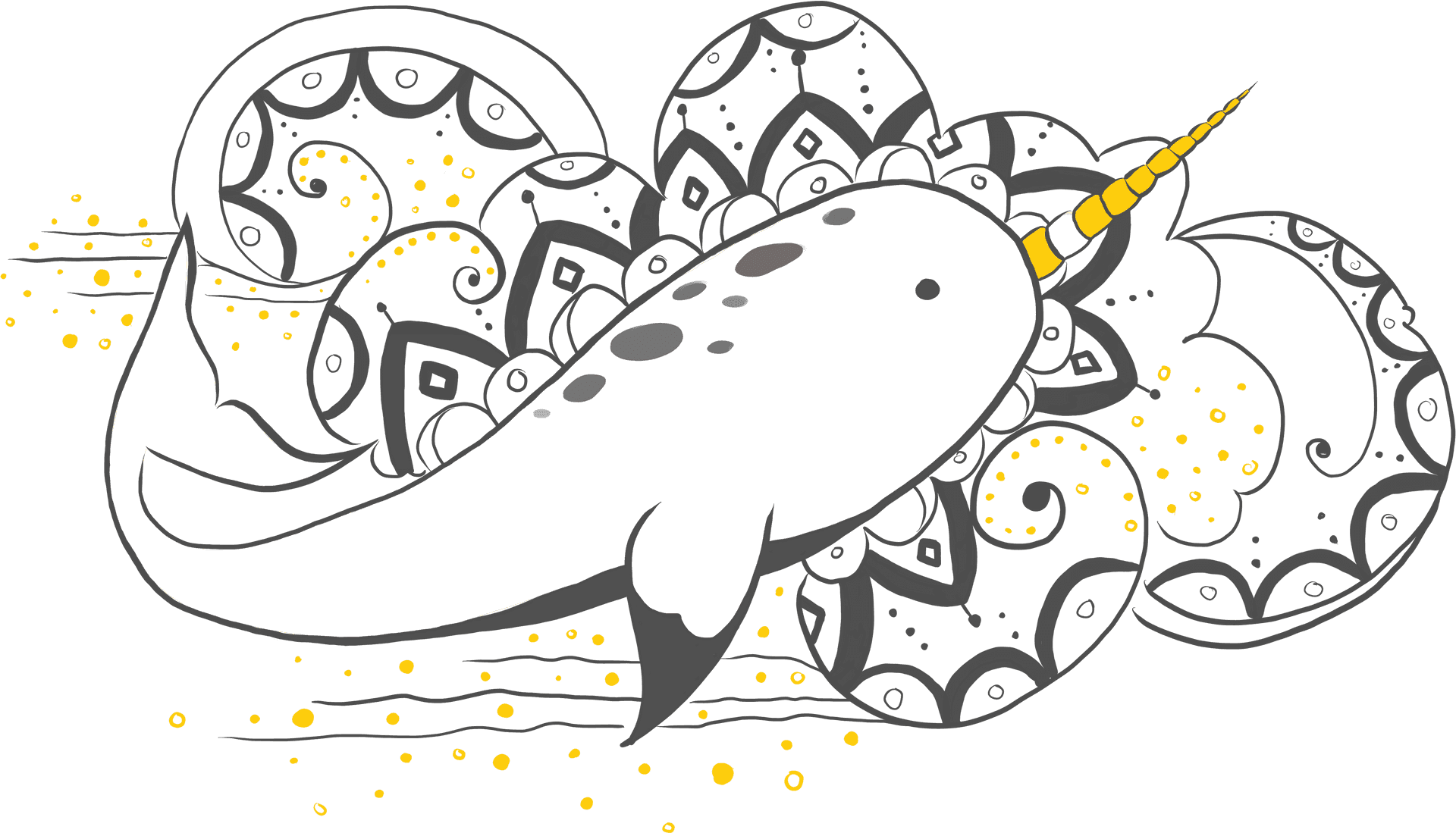 Stylized Narwhal Artwork PNG image