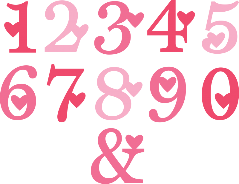 Stylized Numbersand Ampersand PNG image