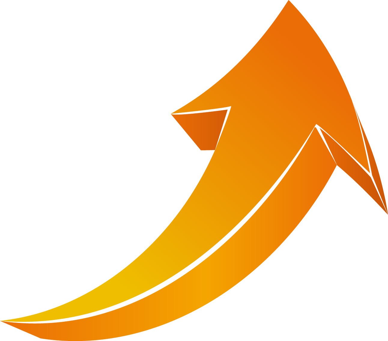 Stylized Orange Curved Arrow PNG image