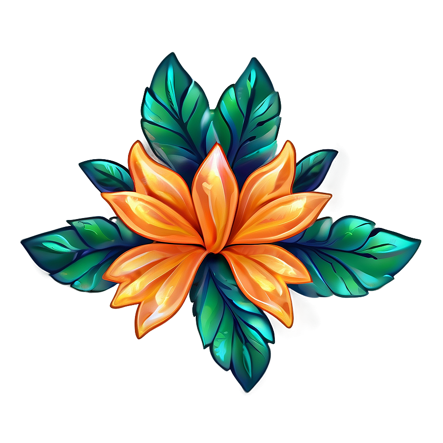 Stylized Orange Floral Png Eaw14 PNG image