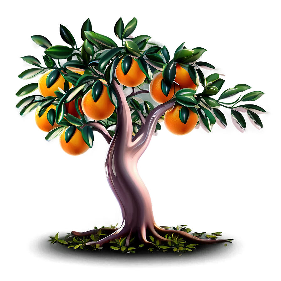 Stylized Orange Tree Png 06132024 PNG image