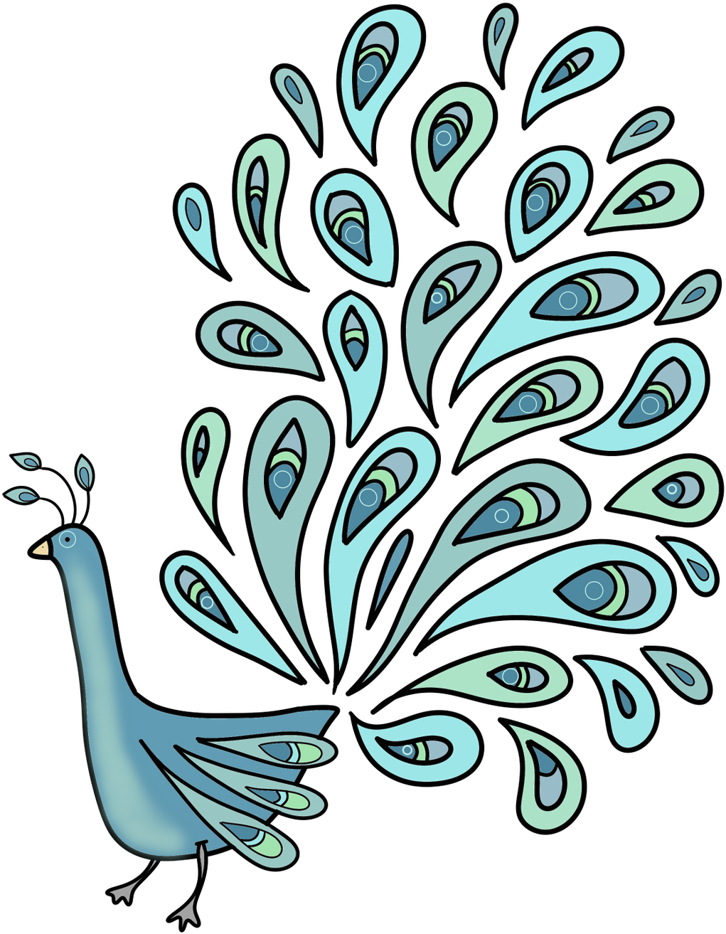Stylized Peacock Illustration PNG image