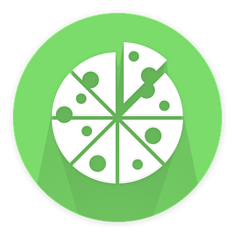Stylized Pizza Icon Green Background PNG image