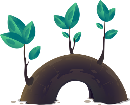 Stylized Plants Growing Over Hill PNG image