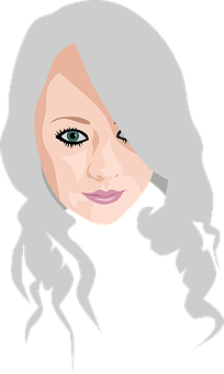 Stylized Portraitof Womanwith Silver Hair PNG image