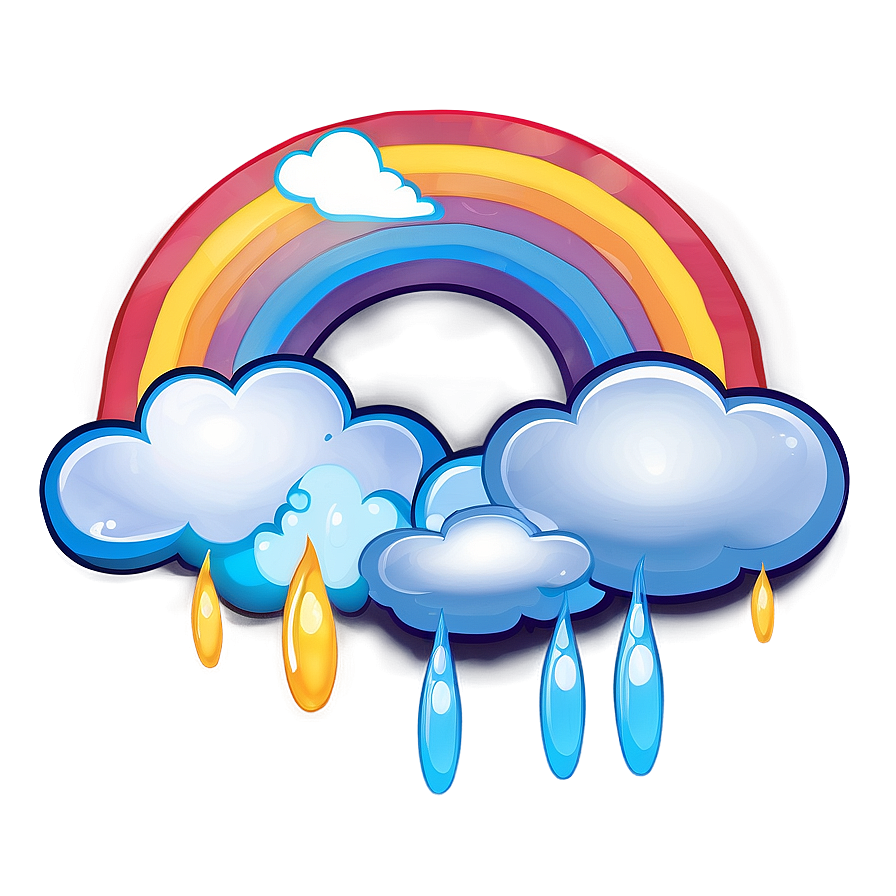 Stylized Rainbow With Clouds Png Bvi69 PNG image