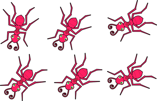 Stylized Red Ants Illustration PNG image