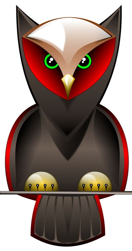 Stylized Redand Black Owl Illustration PNG image
