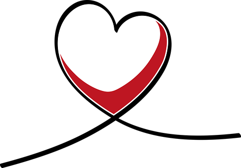 Stylized Redand White Hearton Black Background PNG image