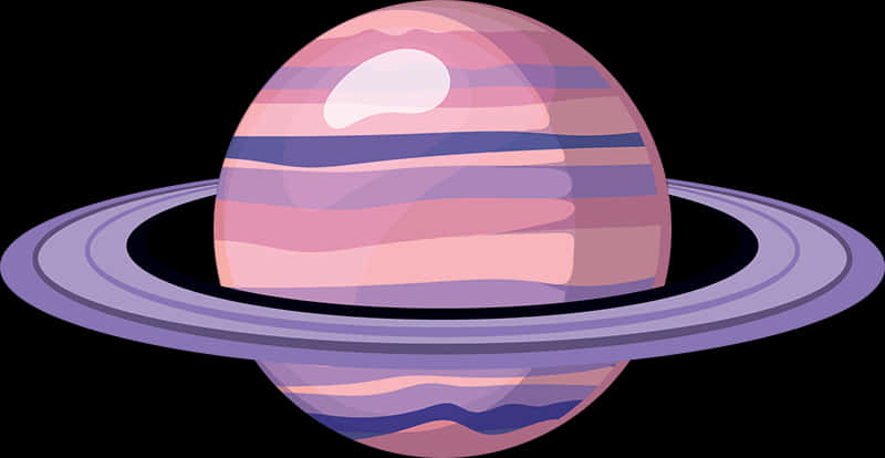 Stylized Ringed Planet Illustration PNG image