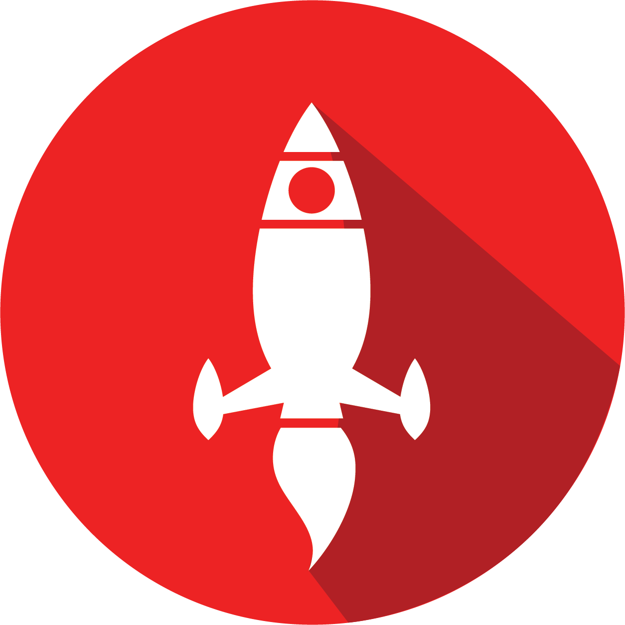 Stylized Rocket Icon Red Background PNG image