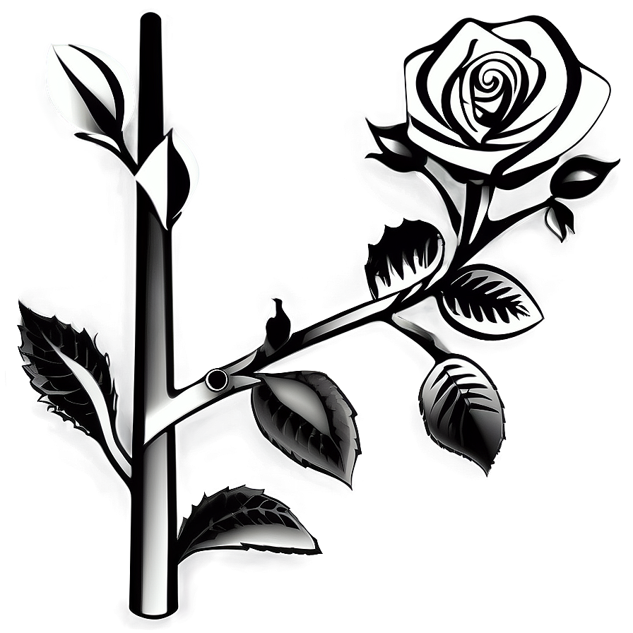 Stylized Rose Black And White Png 25 PNG image