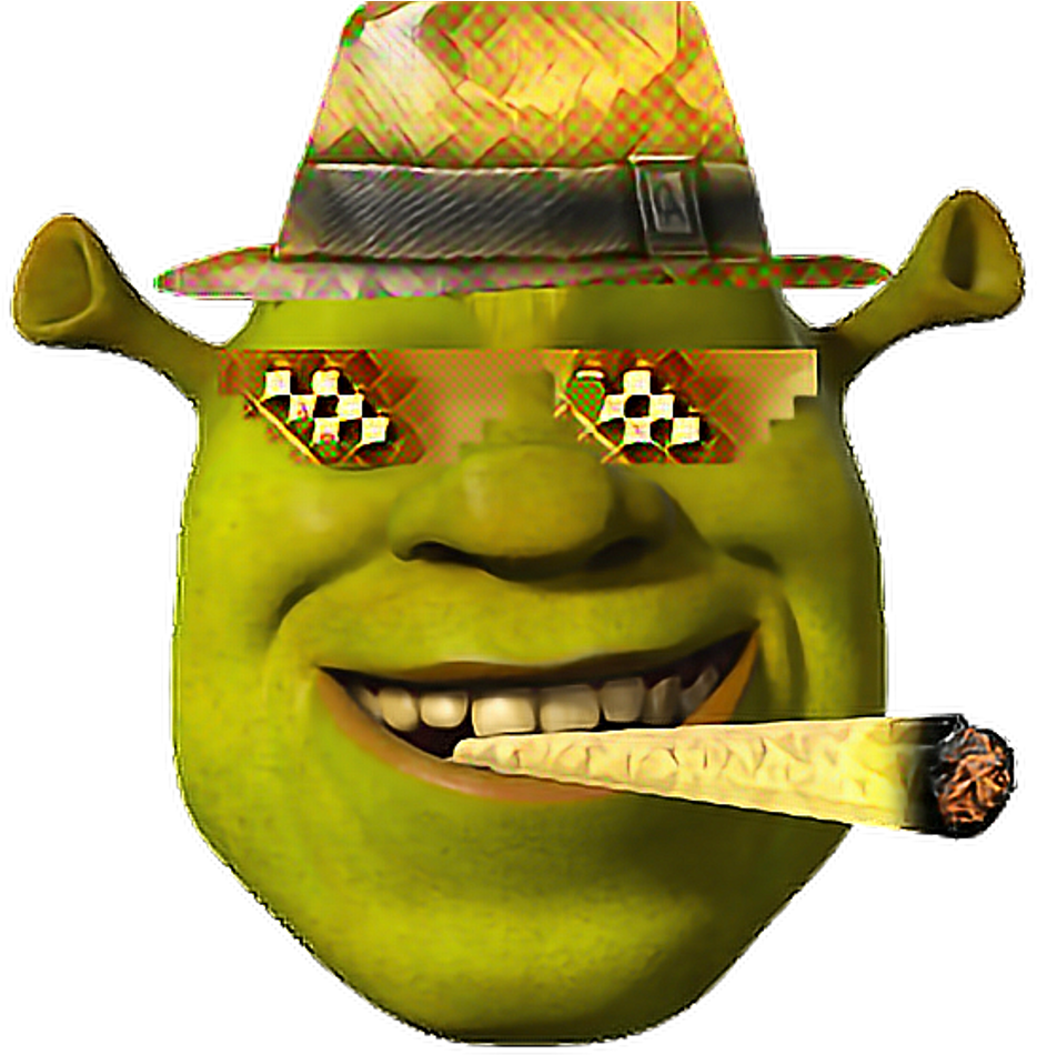 Stylized Shrek With Cigarand Sunglasses.png PNG image