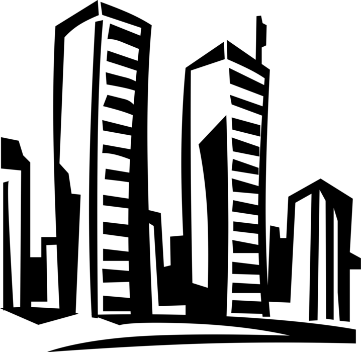 Stylized_ Skyscrapers_ Vector_ Art PNG image