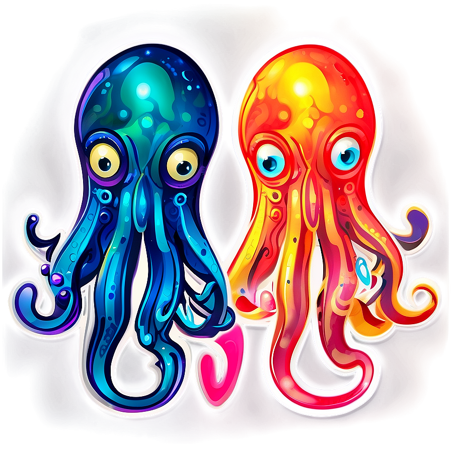 Stylized Squid Sticker Png 34 PNG image