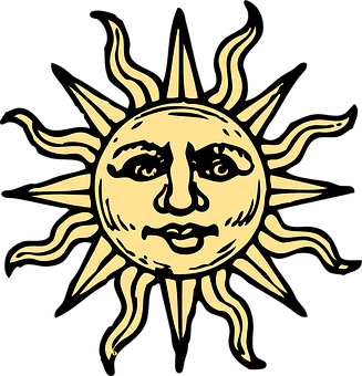 Stylized Sunwith Face Illustration PNG image