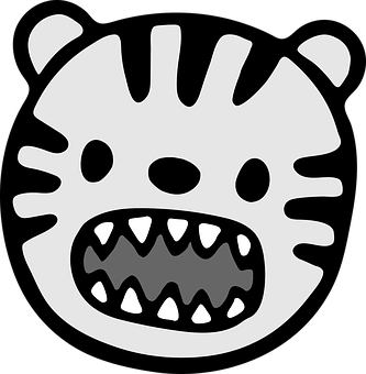 Stylized Tiger Face Graphic PNG image