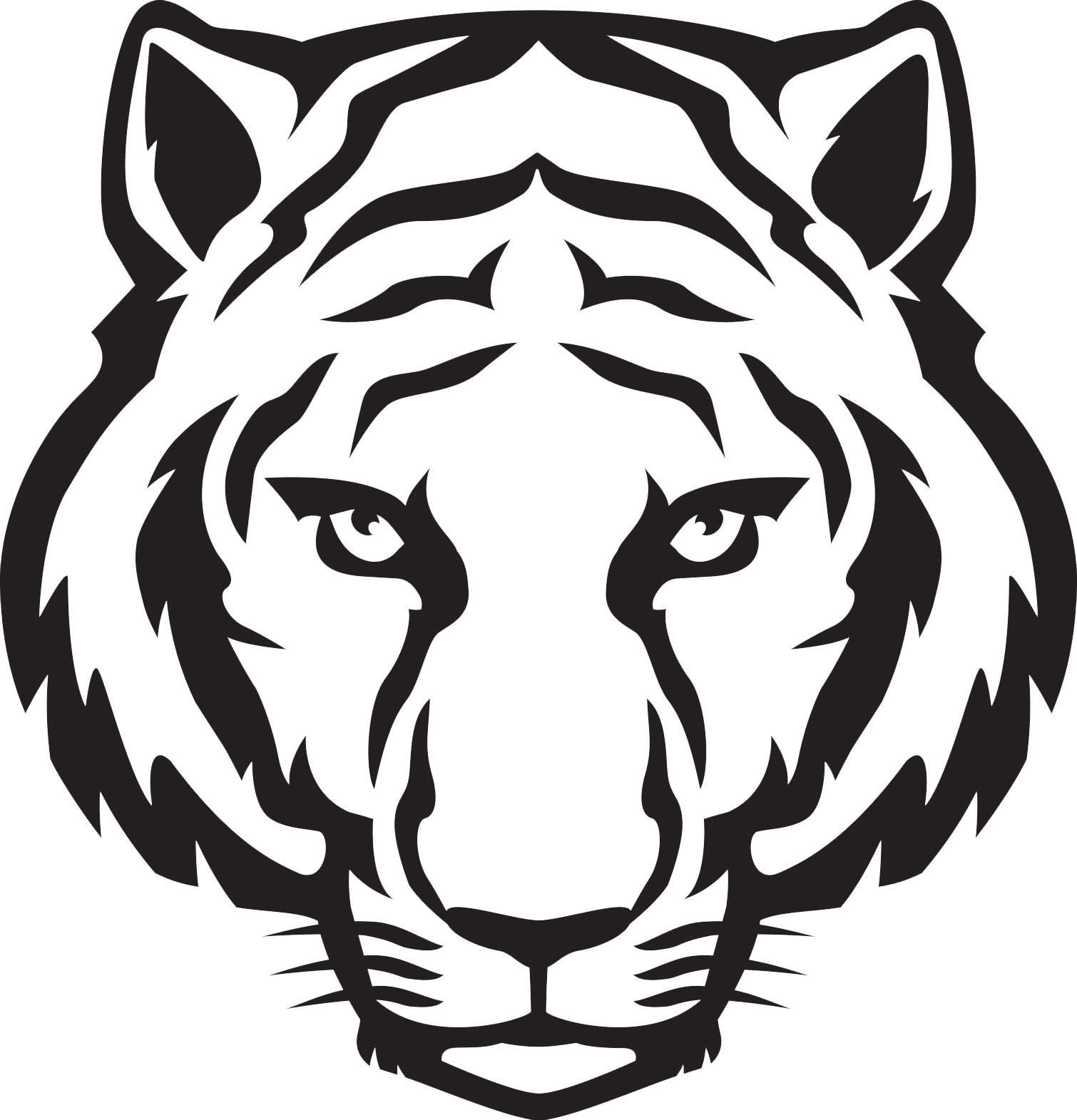 Stylized Tiger Head Graphic PNG image